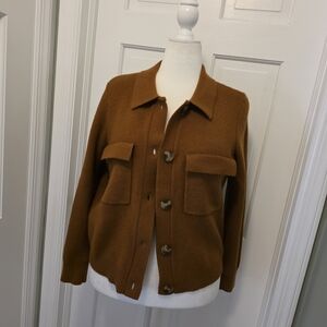 LOFT Brown Ribbed Knit Shacket Size XL, Business Casual, College, City